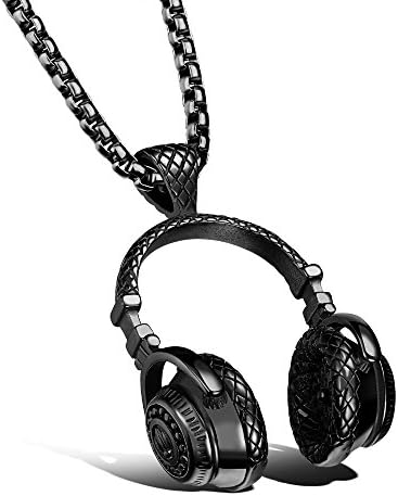 Black Gun Metal Plated Headphone necklace detailed inside and outside