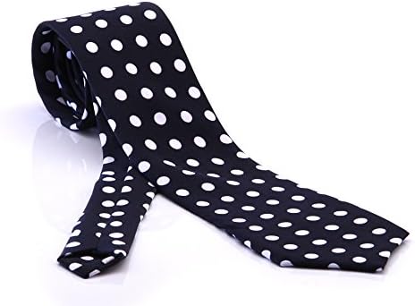 Amadeo Exclusive Classic Mens Collection jacquard woven Silk Turkey Necktie (Black White Dots)