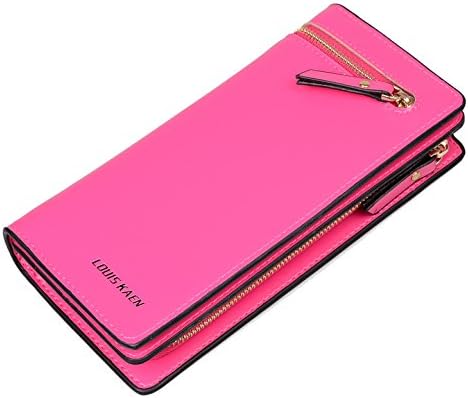 Gottowin Women PU Leather Wallet Clutch Handbag Zipper Organizer Card Holder (Rose)