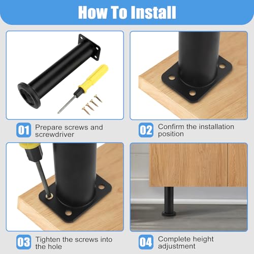 Yosoo Health Gear 4 x Adjustable Furniture Legs 18-30 cm for Kitchen Shelves, Sofa, Table, Chair, Desk, Cupboard, Support Weight 600LB, Bathroom Furniture Legs