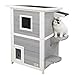 Petsfit Outdoor Cat House, 2 Story Outside Cat Shelter Condo Enclosure with Escape Door for Stray Feral Cats Weatherproof
