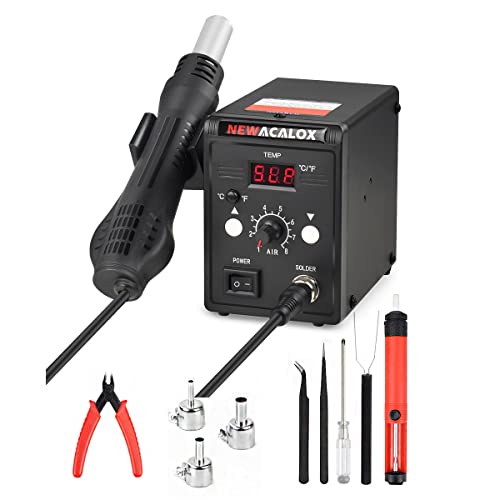 Hot Air Rework Station with °F /°C Digital Display,NEWACALOX 858D Anti