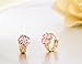 Windshow Girls 18K Gold Plated 4 Leaf Clover Heart Cut Small Hoop Huggie Earring (Pink)
