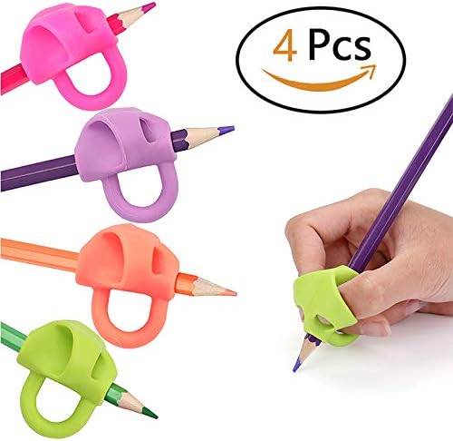 Pencil Grips, ChenYi Magic Pencil Grip Silicone Ergonomic Handwriting Writing Aid Grip, Trianer Posutre Corretion for Kids, Adults, Arthritis for Righties or Lefties(4PCS)