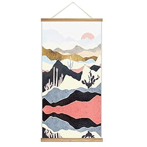 Wooden Framed Hanging Poster Nordic Style Nature Landscape Wall Picture Canvas Artwork for Home Decoration Ready to Hang - 18"x36"