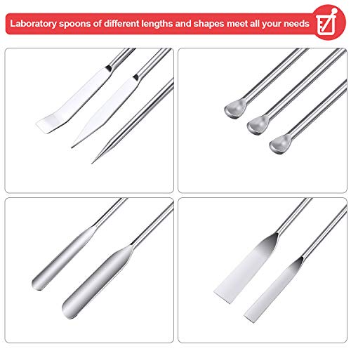 10 Pieces Stainless Steel Lab Spatula Micro Sampling Scoop Double Ended