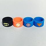 Silicone Superhero Vape Bands Tank Band Batman Superman Flash Captain America (Assortment B (4 Pack))