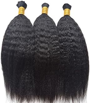 3pcs/lot Mongolian Virgin Human Hair Afro Kinky Straight Bulk For Braiding Coarse Yaki Bulk Hair Extensions (12)
