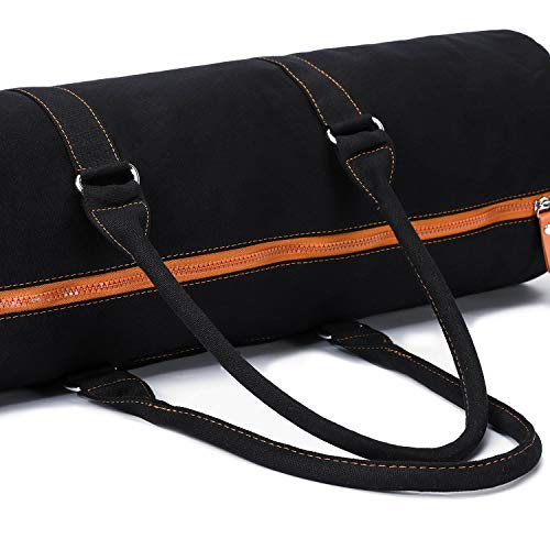 YanHao Yoga Mat Bags Canvas Yoga Mat Carrier with Zipper Pocket for Women and Men(Black)