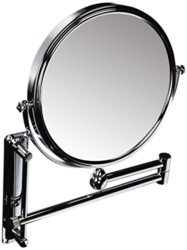 Danielle Adjustable Height Two-Sided Wall Mount Makeup Mirror, 10X Magnification, Chrome