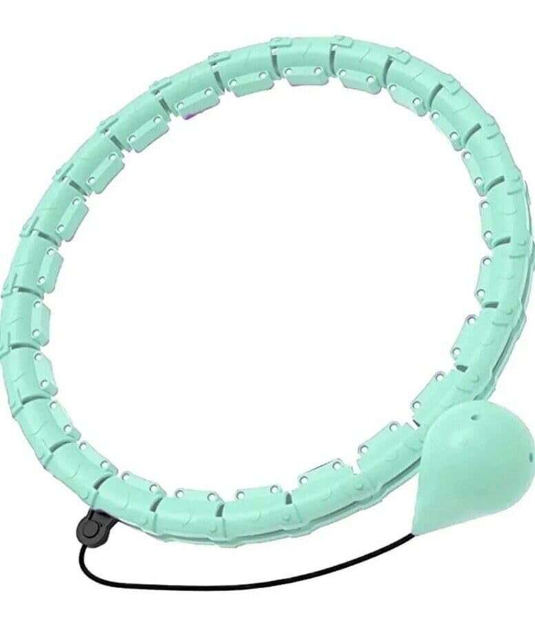 cotton yangda Smart Hula Ring Hoops, Weighted Hula Hoop for Adults - 24 Knots Detachable & Size Adjustable Smart Hoola Hoop with Auto Rotation and 359-degree Massage, Thin Waist Exercise…, green