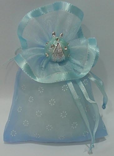 FLAB SRL Party Favours bag Christening Ladybird Sky Blue Rhinestone and Enamel cm 2.2 x 2.5 Full of Confetti Crispus Chocolate