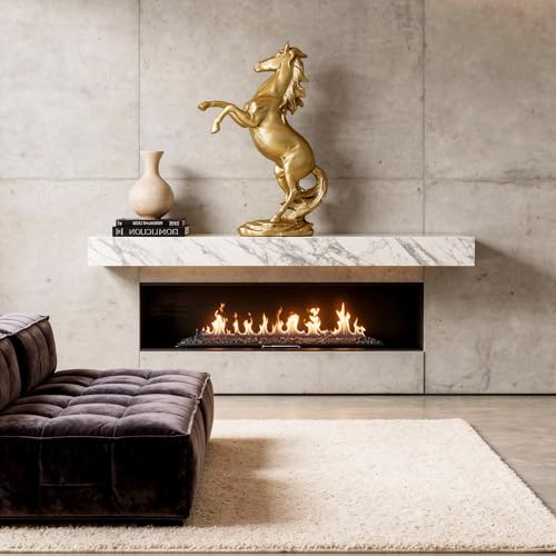 Decorative Gold Horse Statue [ 32 x 20 x 11 ] cm | Resin Horse Statue Standing Horse Sculpture | Home Decor Items for Living Room | Modern Furnishing Decoration for Home, Office Desk