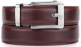 Mio Marino Ratchet Click Belts for Men - Mens Comfort Genuine Leather Dress Belt - with Automatic Buckle, Enclosed in an Elegant Gift Box - Mahogany - Adjustable from 28