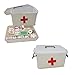 Decor Hut First Aid Kit with Clear cover, Black Handles Removable Inner Tray 7 Slot Organizer for Band Aid & Creams Sewing and Fishing Kit Supplies Organizer