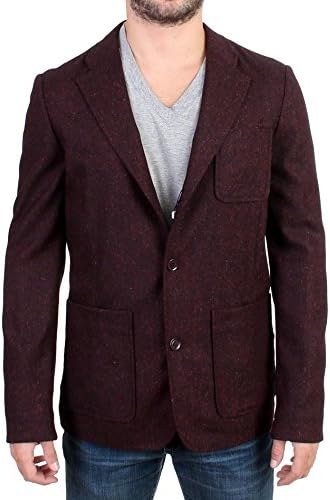 GF Ferre Bordeaux Wool Blend Two Button Blazer
