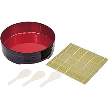 JapanBargain 1577, Japanese Sushi Making Kit Sushi Oke Hangiri Sushi Rice Mixing Bowl Tub Bamboo Roller Rolling Mat Rice Scoop Paddle Set Temaki Sushi Hand Roll Making Set Made in Japan