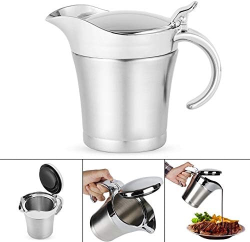 Tutyuity 450ML Stainless Steel Thermal Gravy Pot Sauce Jug Kitchen Supplies