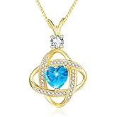 HeartMelody Infinity Necklaces for Women Gold 14K 18K White Gold Plated Dainty Heart Birthstone Pendant, Everyday Necklace Jewelry Anniversary Christmas Birthday Gifts for Wife Mom