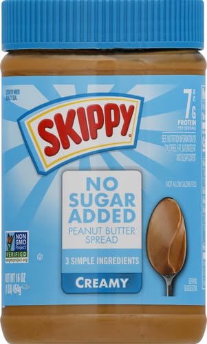 SKIPPY CREAMY PEANUT BUTTER SPREAD NO SUGAR ADDED, 16 OUNCE