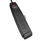 Tripp Lite 7 Outlet Surge Protector Power Strip, 6ft. Cord, Right Angle Plug, Coaxial Protection, 50K Insurance & (HT706TV)