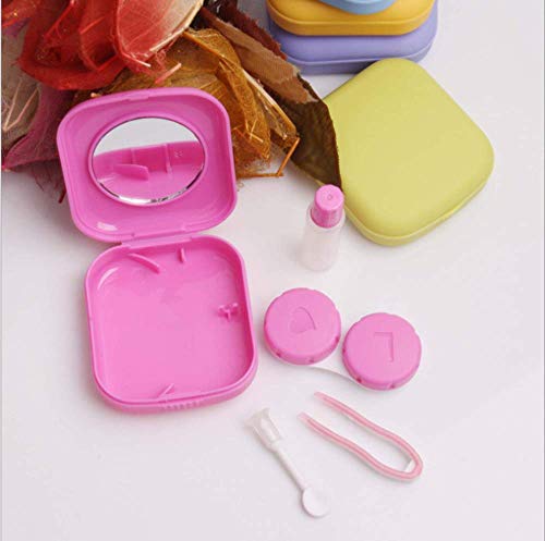 sansheng 5 Sets of Mini Travel Contact Lens Box Sets, Support Lens Box, Contact Lens Fixed Lens Box, Blue, Purple, Green, Rose red, Yellow
