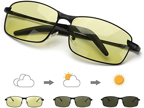 Enafad Night Vision Glasses for Driving Yellow Photochromic for Men HD Polarized with 100% UVA&UVB Protection