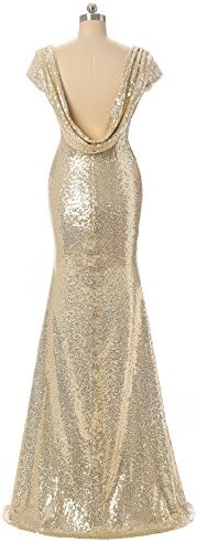 Aiyana Gold Mermaid V-Neck Backless Long Bridesmaid Dresses Wedding Party Gown