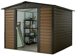 yardmaster 10 x 12 ft metal woodgrain shiplap shed: amazon