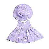 Dovewill Lovely Floral Dress Hat Suit Beach Outfit for 18'' American Girl Our Generation Zapf Baby Born Dolls Clothes Purple