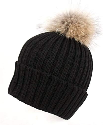 COSYWORLD Womens Winter Thick Dual Layered Knit Beanie Knitted Warm Cap with Large Pom Pom Beanie Hats