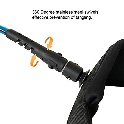 Codinter Surfboard Leash, 12ft Coiled Paddle Board Leash Leg Rope for Safe Surfing SUP - Blue