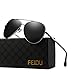 FEIDU Polarized Aviator Sunglasses for Men Driver Sun Glasses Unisex FD9009(Black/Gun)