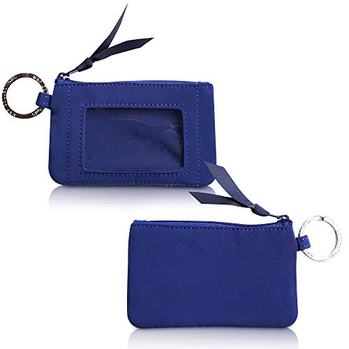 MNF Collections Zip ID Case with Lanyard- Badge ID Holder with Wallet for Cash, Cards, Coin - Durable Strap, Zippers & Keyring, Key Lock - Microfiber Cotton Cobalt Blue