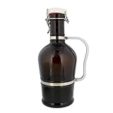 G Francis Amber Glass Growler, 2 Liter (Half Gallon / 64 oz) Beer Jug w/Swing Lid – Secondary Fermentation, Carbonation, Storage
