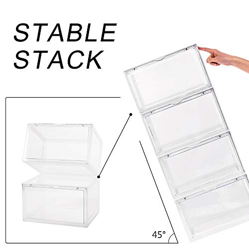 Clear Plastic Stackable Sneaker Shoe Box,WAYTRIM Foldable Shoe Storage