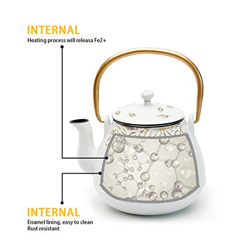 TOPTIER Japanese Cast Iron Tea Kettle with Infuser,Teapot Stovetop Safe