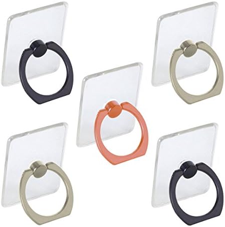 Clanocy Transparent Cell Phone Ring Holder,Adjustable 360° Rotation and 180°Flip Finger Ring Stand for iPhone X 8 7 6 Plus and Almost All Colored Cases (2 Black + 2 Silver+1 Rose)