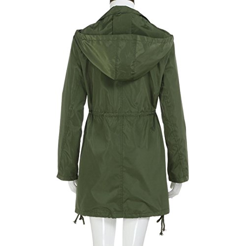 Women Coat, Gillberry Women Rain Jacket Waterproof Hooded Zip Lightweight Trench Coat Windbreaker (Green, S) - Thumbnail 4