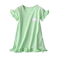 JWWN Little Girls Princess Nightgrown Cotton Sleepwear Kids Pajama Dresses,Green,3T