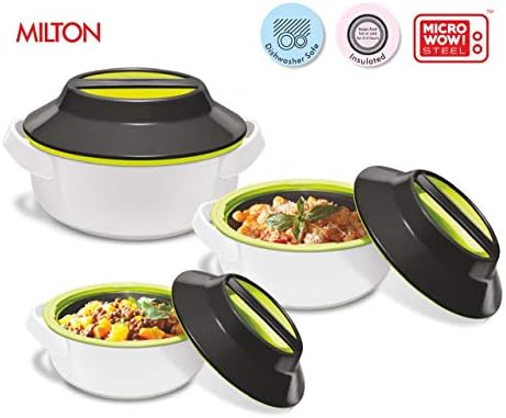 Milton Microwow Microwave Safe Casserole Dish Pan 3 Piece Set Hot Pot Lid Round