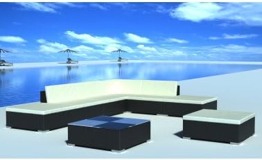 Apogee Life 20 pcs Black Poly Rattan Seat Set Garden Furniture