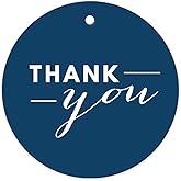 Andaz Press Circle Gift Tags, Chic Style, Thank You, Navy Blue, 24-Pack