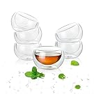 Luxtea Double-walled Borosilicate Tescup Glass Heat-resisting Tea Cup Hold 2 Oz, Set of 6