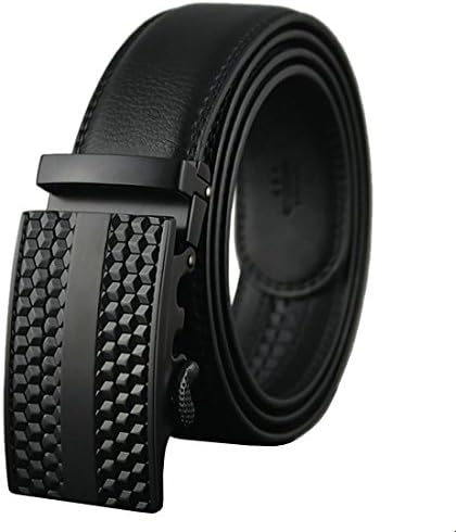 ClickBelts Men's Faux Leather Ratchet Belt Black With Black Strap