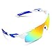 Ewin E01 Polarized Sports Sunglasses with 3 Interchangeable Lenses for Men Women Golf Baseball Volleyball Fishing Cycling Driving Running Glasses(White&Blue)