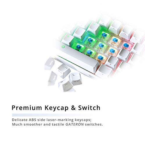 DREVO Seer Pro Mini Teclado mecánico alámbrico/inalámbrico con Bluetooth 5.1 de 61 Teclas marcadas, retroiluminación RGB,US Layout Gateron Switch (Marrón Switch, Blanco) - Imagen 6