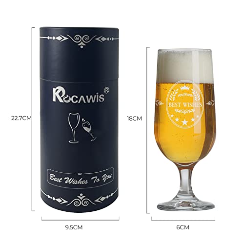 KOCAWIS Beer Ale Glass Gift for Men Dad Grandfather Uncle Tulip 350ml World’s Finest Best Wishes Soft Drink Glassware Birthday Gift Christmas Gift