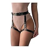 TOPFUR Women Punk Leather Harness Garter Belt Adjustable Waist Leg Cincher Cage Belt