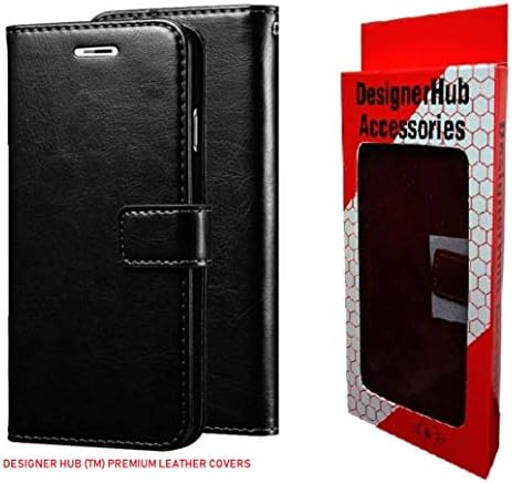 Designer Hub™ Sony Xperia XA1 Plus Flip Flap Cover Case with Stand/Wallet/Card Holder (Black)